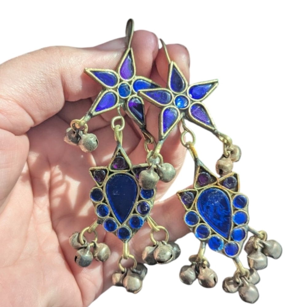 Genuine Gujarati Blue Star Earrings